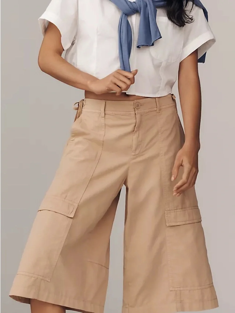 Anthropologie cargo linen blend culotte pants in a US 8